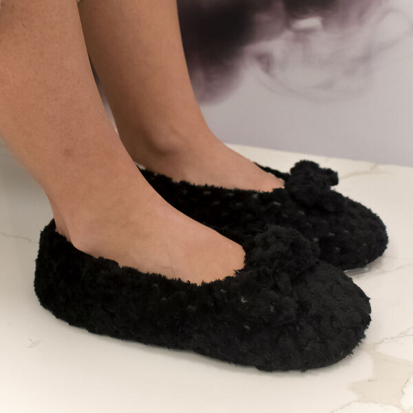 MR PAMUT Dámske plyšové čierne ponožky Cozy Bow 60223946