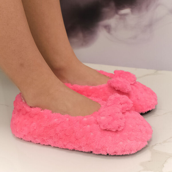 MR PAMUT Dámske plyšové ružové ponožky Cozy Bow 60223948