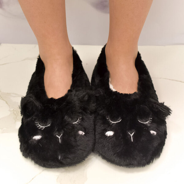 MR PAMUT Dámske plyšové čierne ponožky Sleepy Lamb 60223944