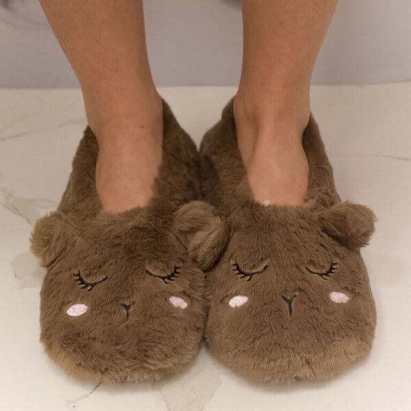 MR PAMUT Dámske plyšové hnedé ponožky Sleepy Lamb 60223945