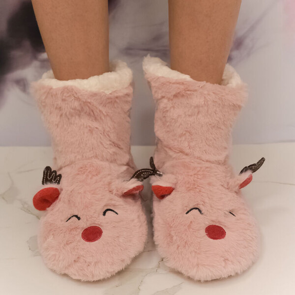 MR PAMUT Detské svetloružové plyšové ponožky Reindeer Bliss 24-35 60223958