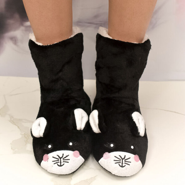 MR PAMUT Detské čierne plyšové ponožky Mouse Cozy 24-35 60223961