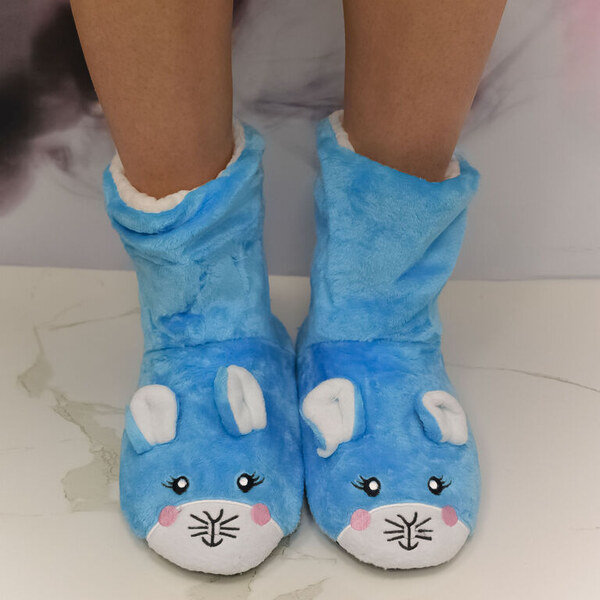 MR PAMUT Detské modré plyšové ponožky Mouse Cozy 24-35 60223962