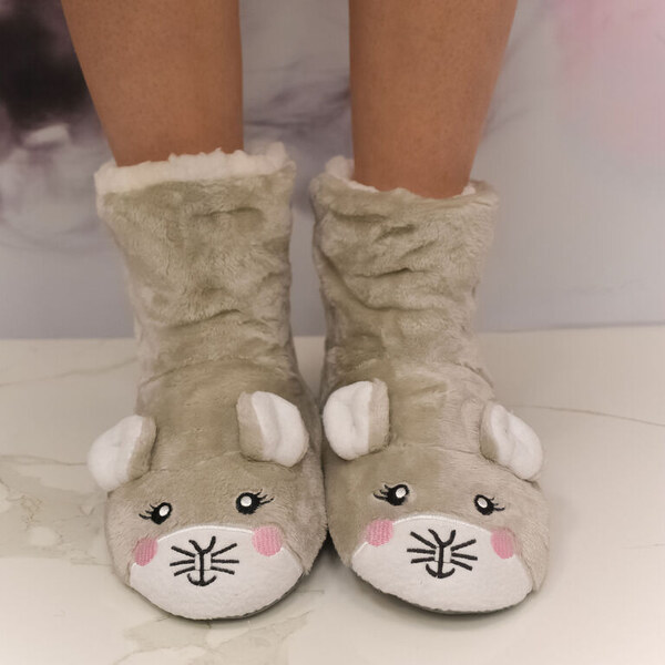 MR PAMUT Detské sivé plyšové ponožky Mouse Cozy 24-35 60223964