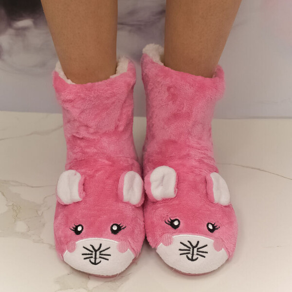 MR PAMUT Detské ružové plyšové ponožky Mouse Cozy 24-35 60223965