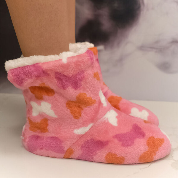 MR PAMUT Dámske plyšové ružové ponožky Heart Warmth 35-41 60223970