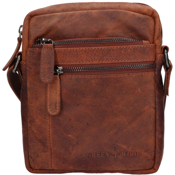 Pánska kožená taška cez rameno Greenwood Paulo - hnedá 60224115