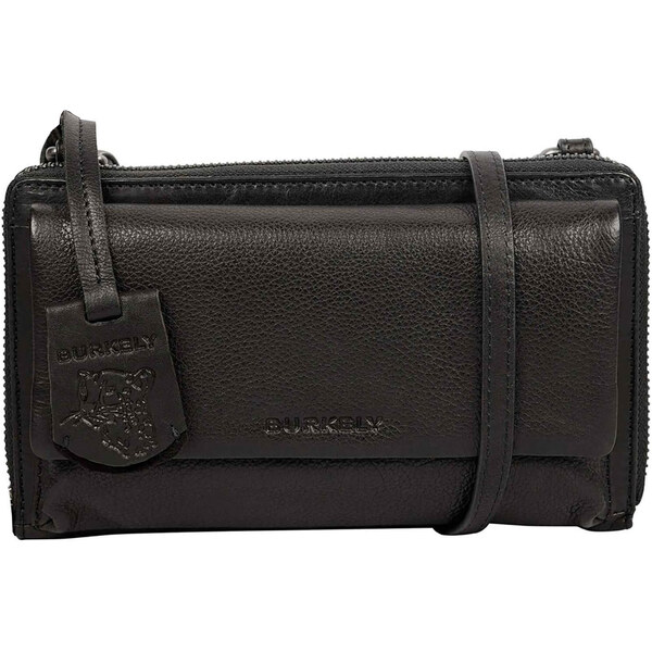 Dámska kožená crossbody kabelka s peňaženkou Burkely Katta - čierna 60224137