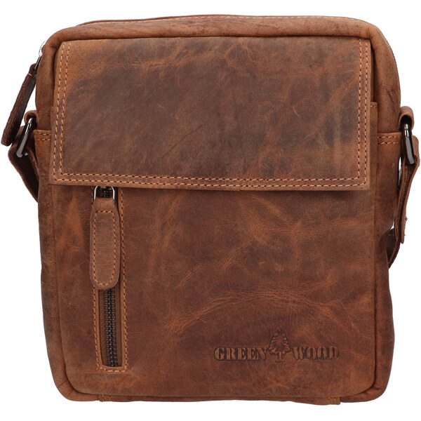 Pánska kožená taška cez rameno Greenwood Menny - hnedá 60224142