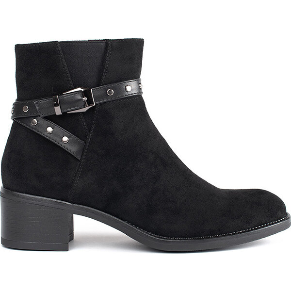 BASIC Čierne semišové členkové topánky na nízkom podpätku Sergio Leone 56896606