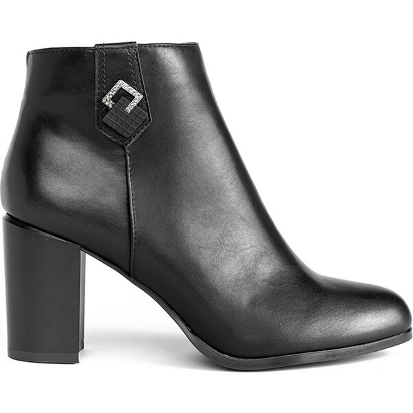 BASIC Čierne elegantné členkové topánky na stĺpikovom podpätku Sergio 57012517