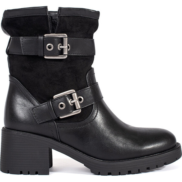 SHELOVET Čierne členkové topánky dámske na podpätku so sponou, 66148881