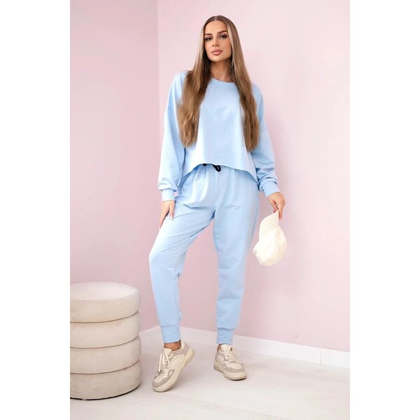 MladaModa Tepláková súprava s oversize mikinou model 9456 svetlomodrá 46491087