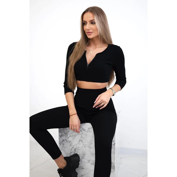 MladaModa Crop-topová súprava z vrúbkovaného materiálu model 9433 43967349