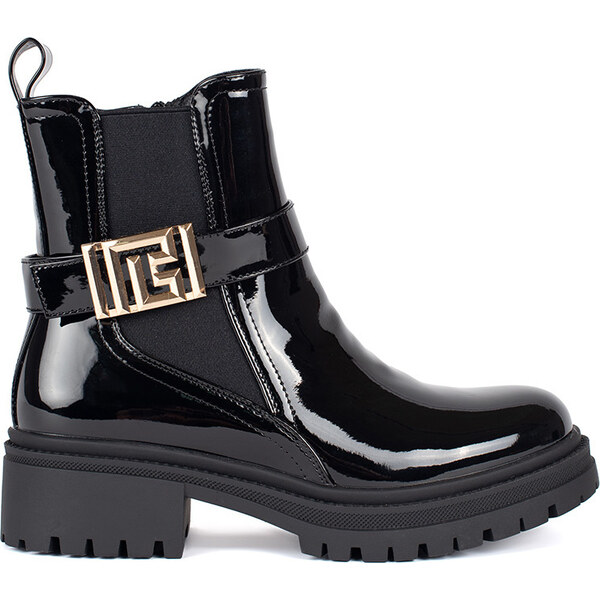 BASIC Lakované dámske čierne štibletky NS557P-B 57597470