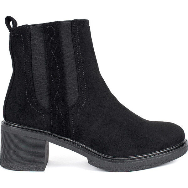 BASIC Čierne semišové členkové topánky na stĺpiku NC1319B 57597473