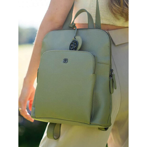 Dámsky kožený batoh Bellicci Candence - svetlo zelená 61911899