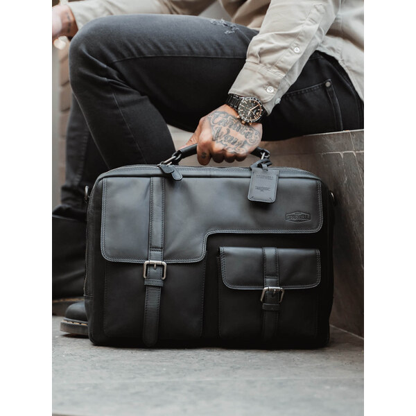 Pánska kožená taška cez rameno Sparwell Dylén - čierna 44409456