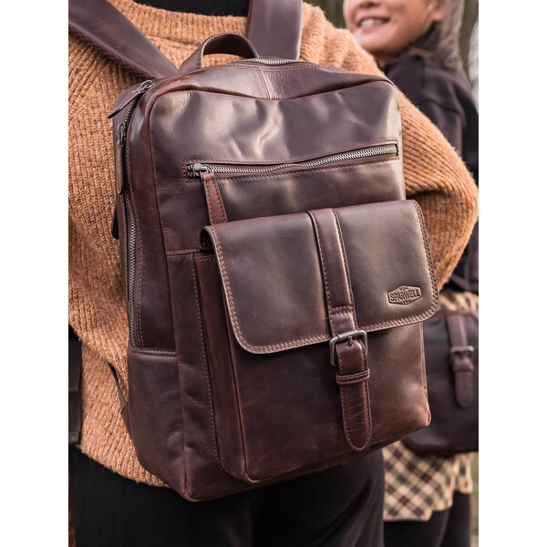 Kožený batoh Sparwell London - tmavo hnědá 44072176