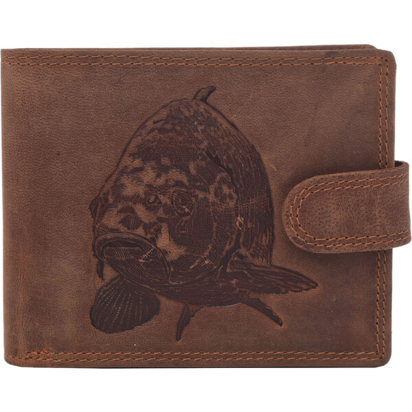 Pánska kožená peňaženka MERCUCIO svetlohnedá embos kapor hlava 2911906 60313098