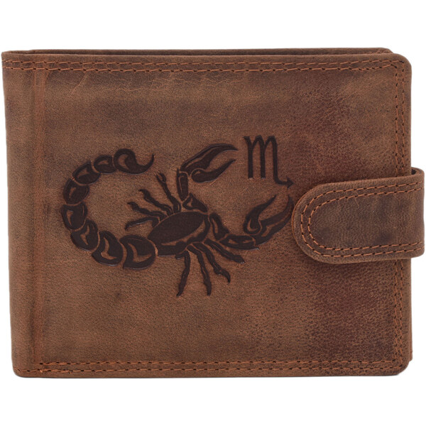 Pánska kožená peňaženka MERCUCIO svetlohnedá embos škorpión 2911906 60313108