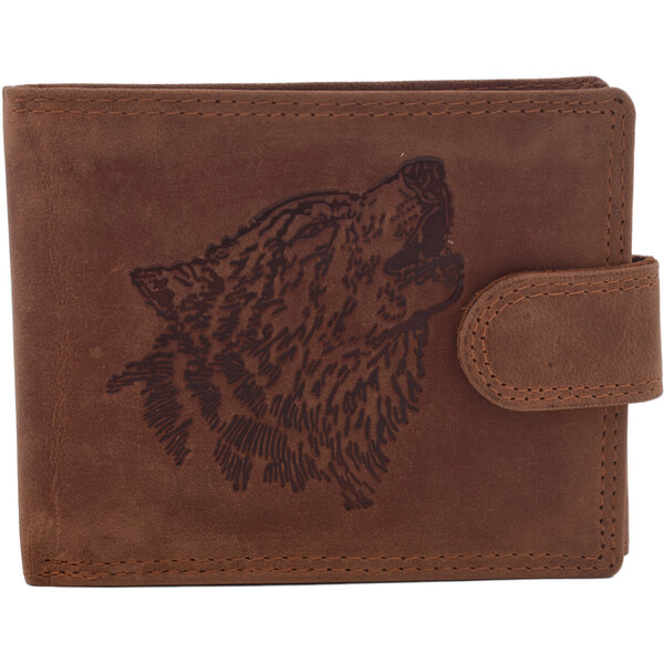 Pánska kožená peňaženka MERCUCIO svetlohnedá embos vlk 2911906 60313114