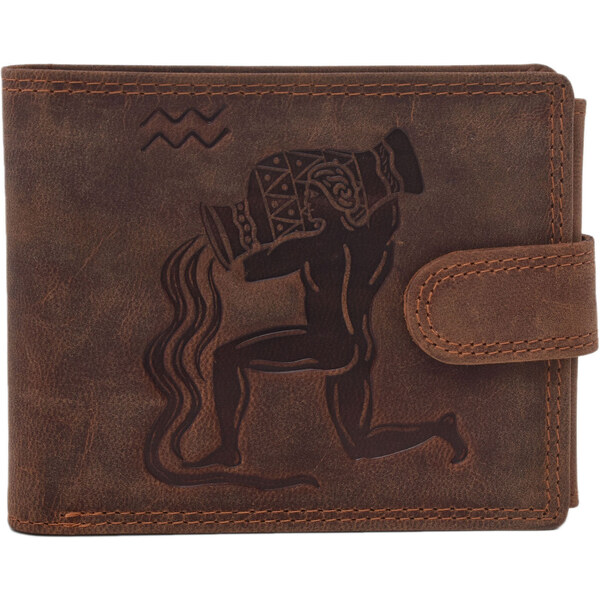 Pánska kožená peňaženka MERCUCIO svetlohnedá embos vodnár 2911906 60313115