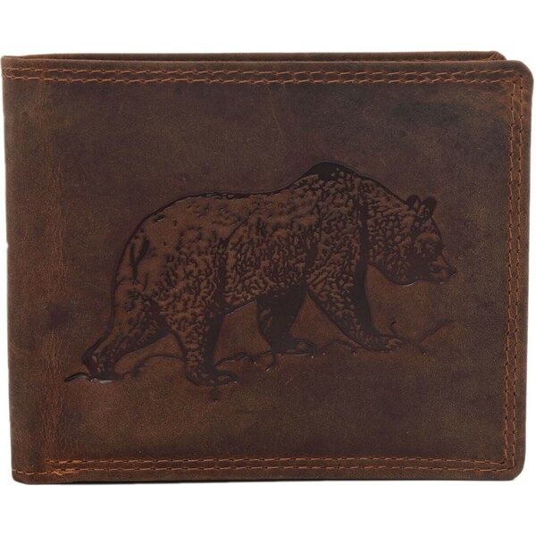 Pánska kožená peňaženka MERCUCIO svetlohnedá embos medveď hnedý 60313118