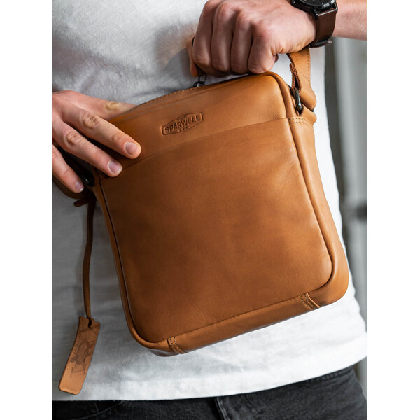 Pánska kožená taška cez rameno Sparwell Nevel - koňak 45483236