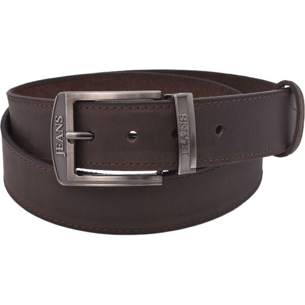 Mercucio Pánsky kožený opasok 747-40-33 tmavohnedý šitý pracka Jeans 64508240