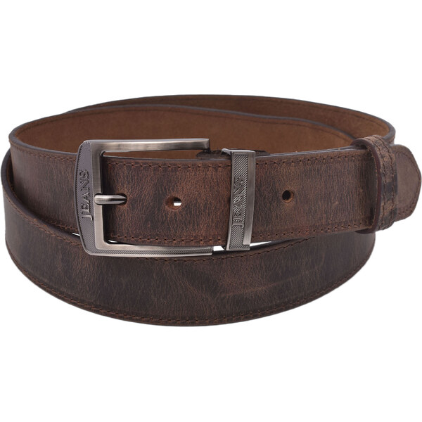 Mercucio Pánsky kožený opasok 747-40-34 tmavý tan šitý pracka Jeans II 64508241