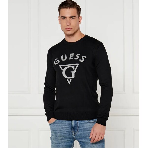 GUESS Sveter EDGAR | Regular Fit | s prímesou hodvábu 60350332