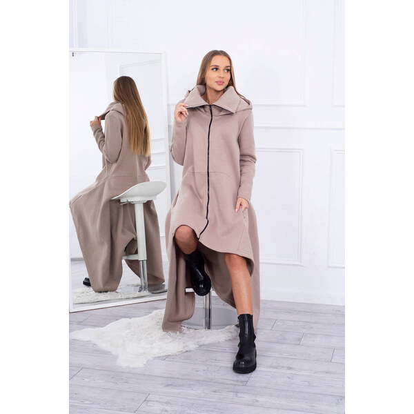 Béžové zateplené šaty s dlhšími bokmi 21756 - Kesi 60368502