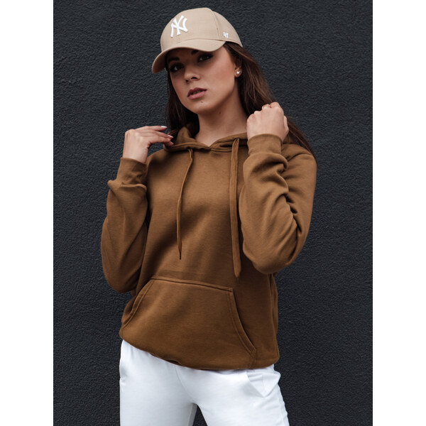 Hnedá dámska mikina s kapucňou BASIC BY1328 60381988