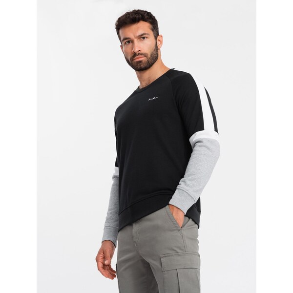 Ombre Tri-color mens sweatshirt with raglan sleeves - black 64782403