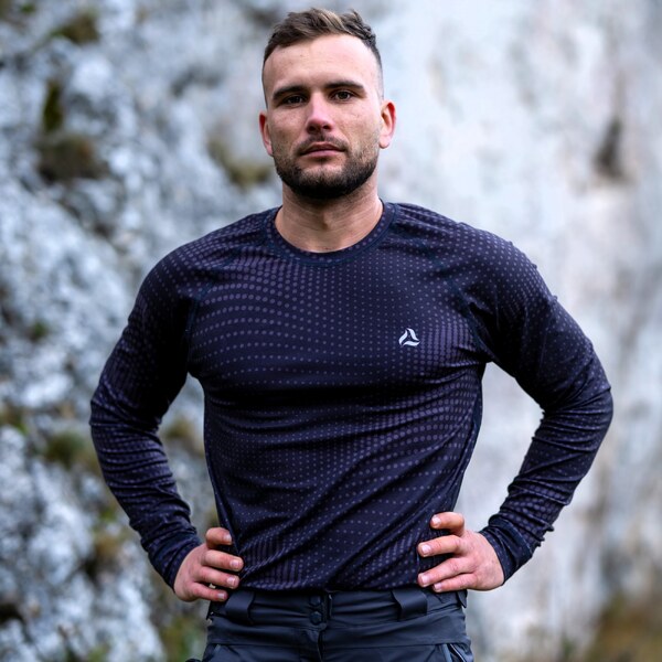 TERMOVEL Čierne pánske funkčné tričko s dlhým rukávom 65151023
