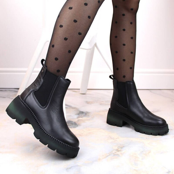 Dámske zateplené kožené členkové topánky PAW484 Black - Filippo 60396056