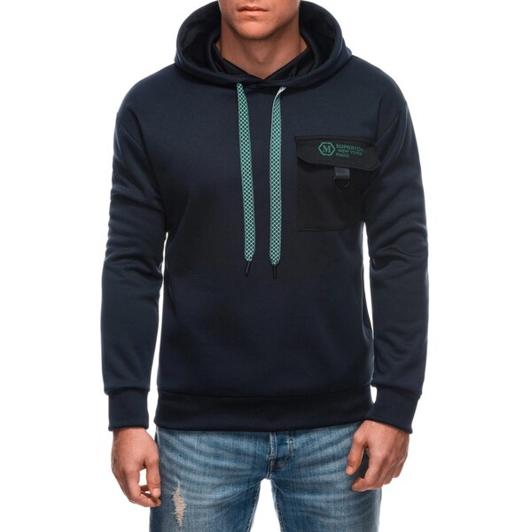 OTHER Tmavo modrá pánska mikina s vreckom B1700 60402991