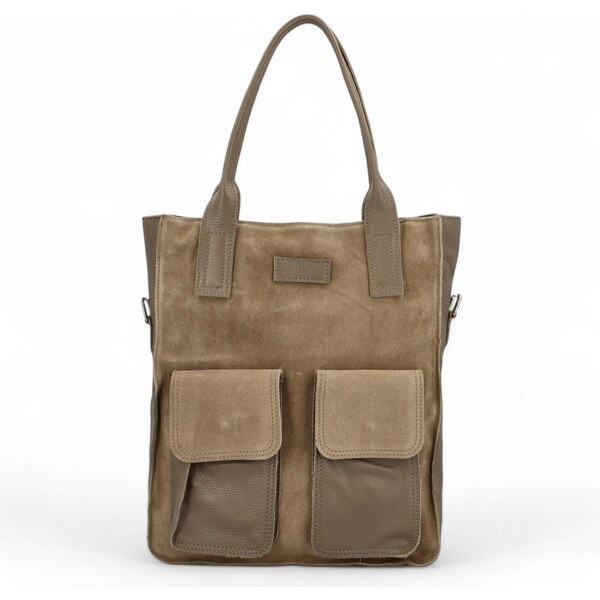 Delami Vera Pelle Dámska kožená kabelka na rameno taupe - Delami 60578041