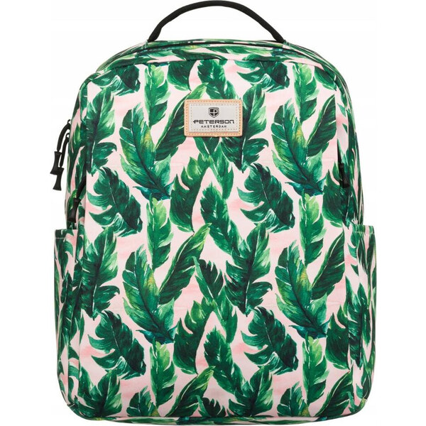 Peterson bielo-zelený priestranný batoh so vzorom listov PTN 77707 49672001