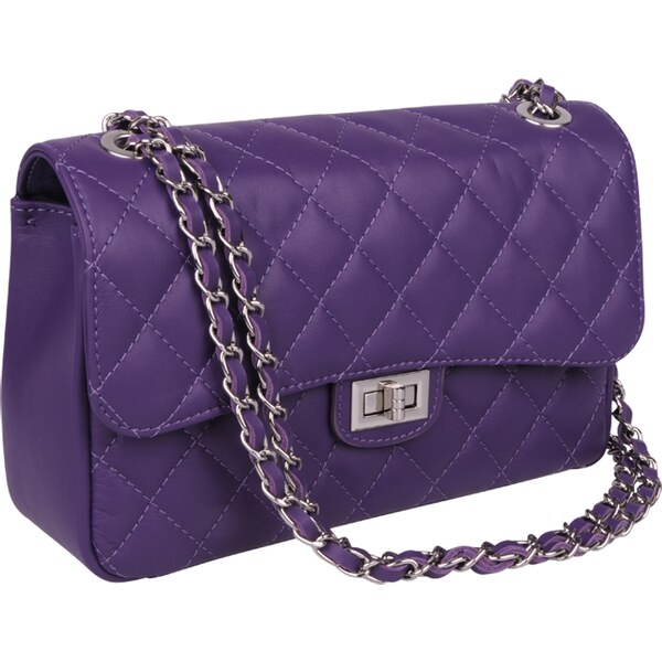 Fialová kožená talianska crossbody kabelka Eliana Argento Viola 60434346