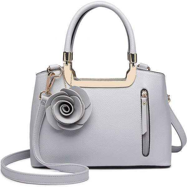 Konofactory Sivá zdobená kabelka na rameno „Fleur“ 60464704