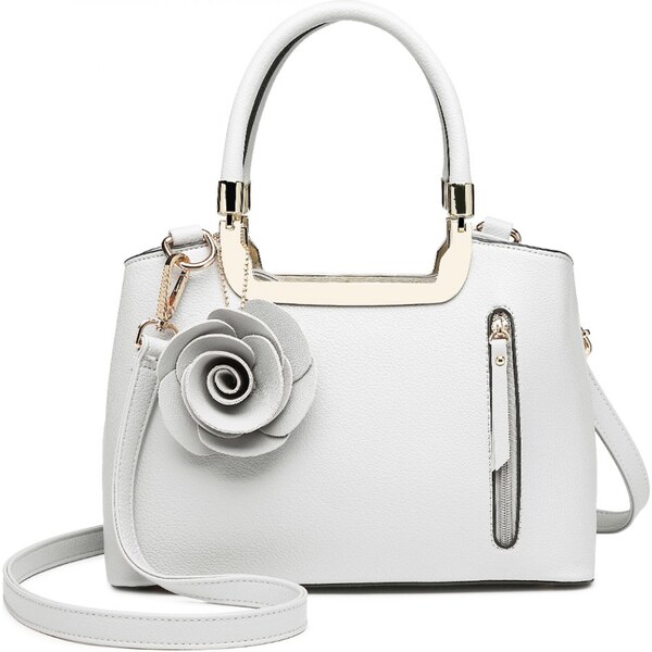 Konofactory Biela zdobená kabelka na rameno „Fleur“ 60464706