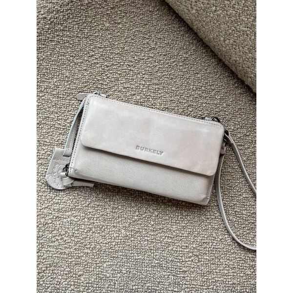 Dámska kožená crossbody kabelka s peňaženkou Burkely Krista - krémová 60224133