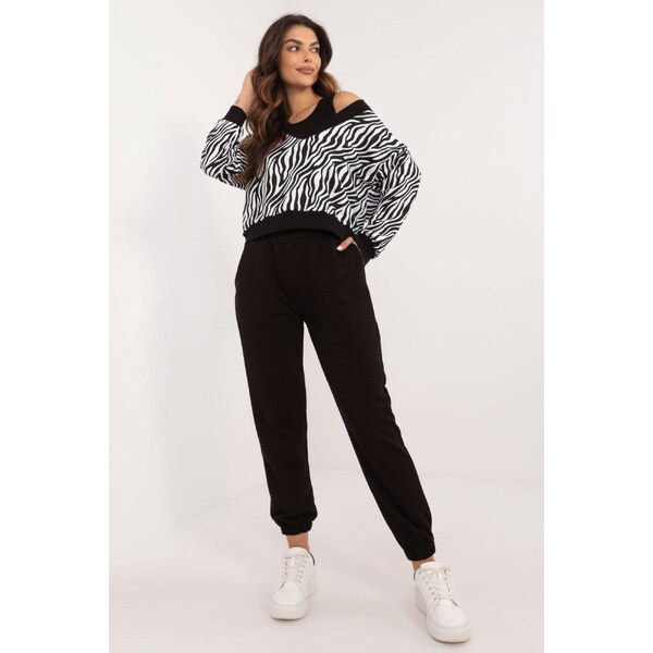 MladaModa 3-dielna tepláková súprava s topom model 97414 biela+čierna 60493616