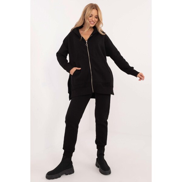 MladaModa Tepláková súprava s mikinou s rozparkami model 86316 čierna 60493663