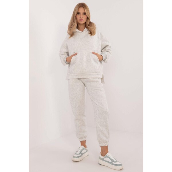 MladaModa Tepláková súprava s kapucňou model 30206 svetlá šedá 60493704