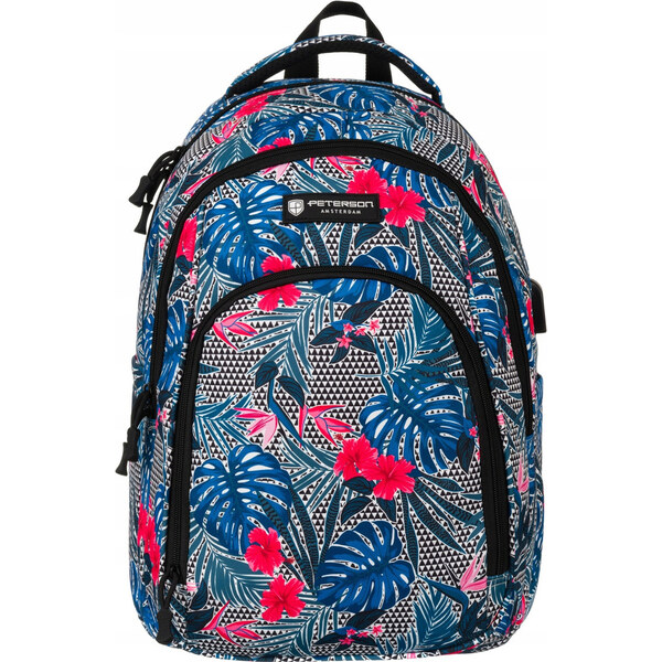 Peterson farebný školský plecniak so vzormi a USB portom PTN 77711 58177188
