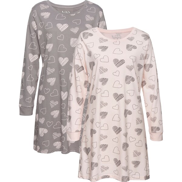 VIVANCE Nočná košieľka sivá / pastelovo ružová 63148699