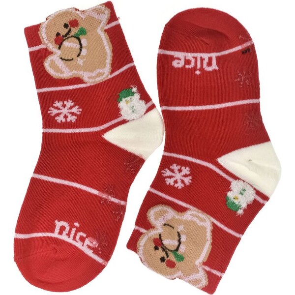 AURA.VIA Detské červené vianočné ponožky Snowy Fun 0-2Y 60501288